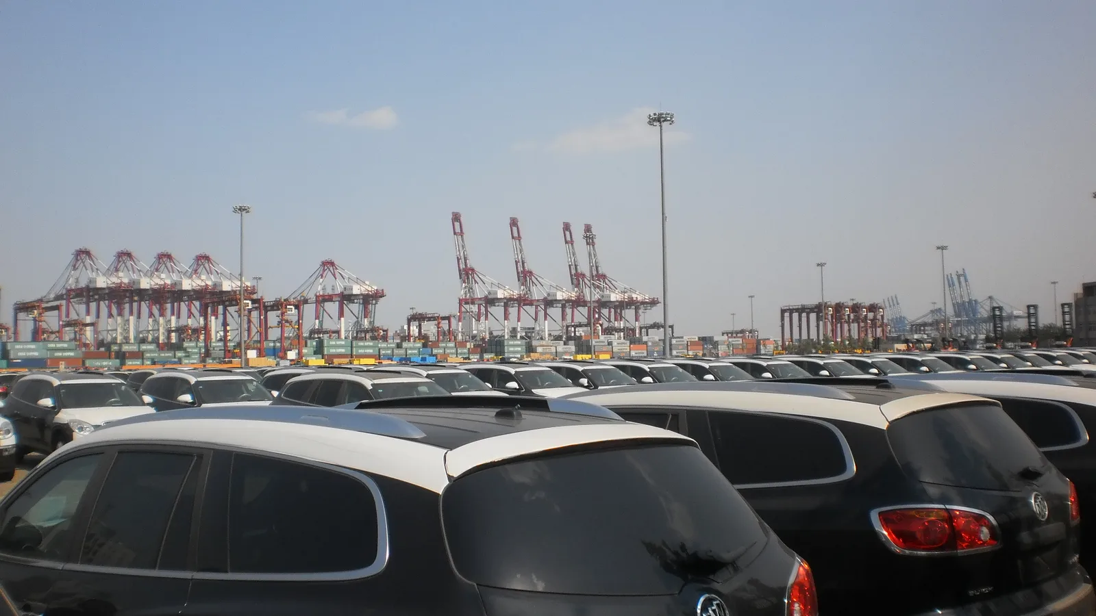 Container cranes and cargo at Tianjin Port in China