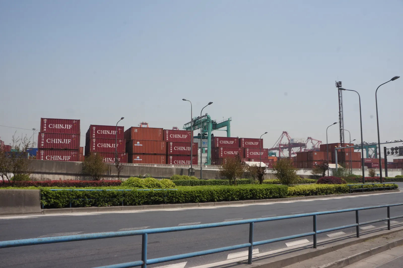 Freight containers at the SIPG Jungonglu Port yard in Shanghai, China