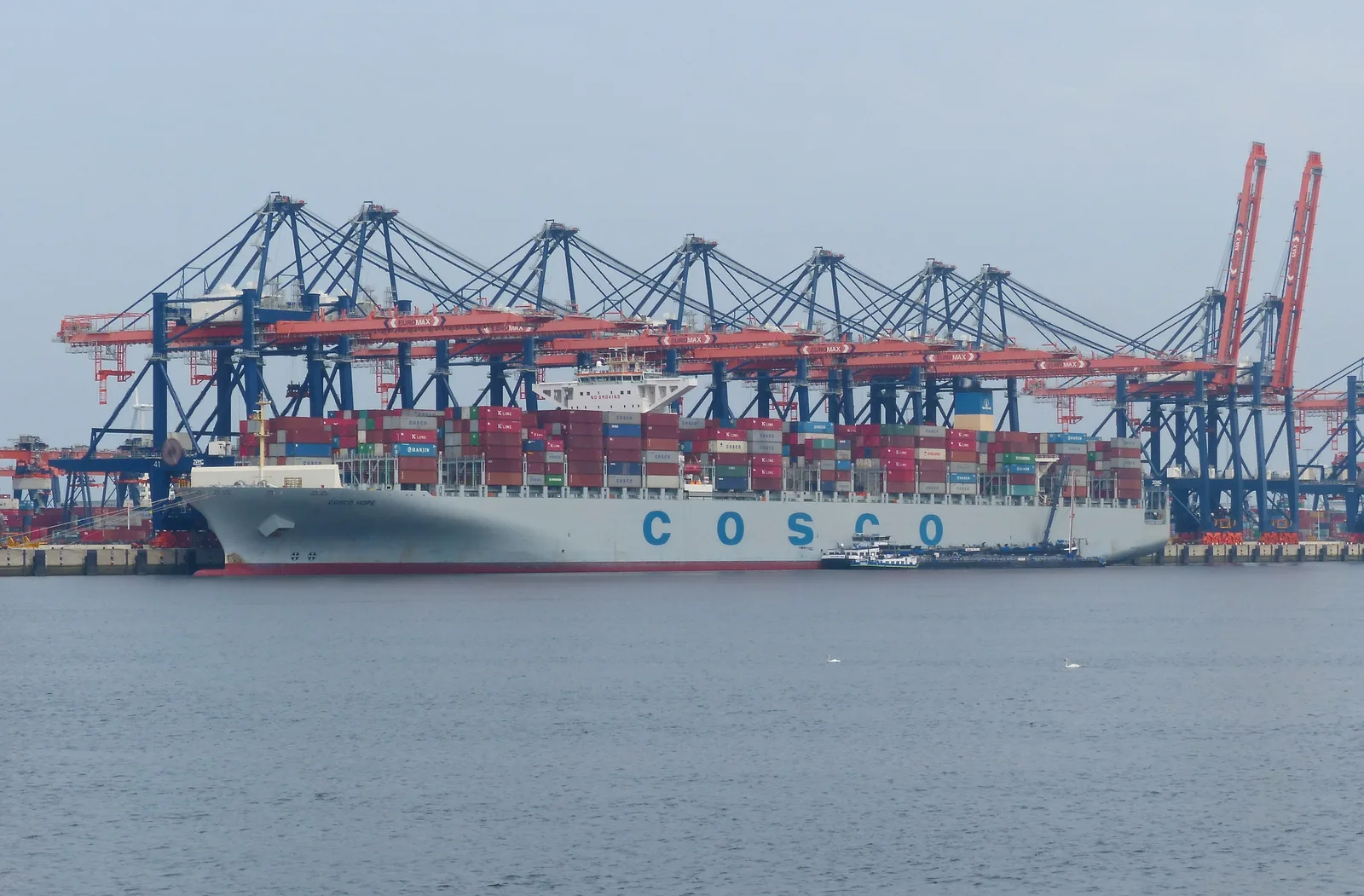 COSCO Hope container ship at the Port of Rotterdam