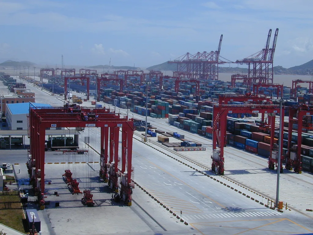 Container terminal at Yangshan Deepwater Port near Shanghai in 2008